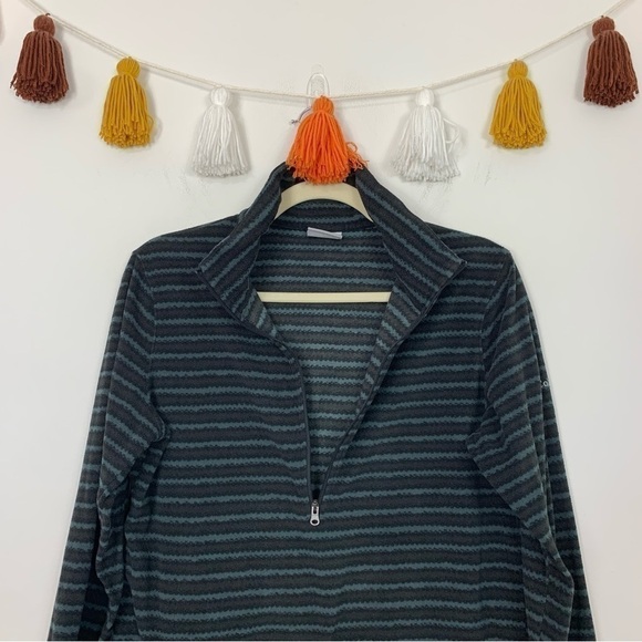 Columbia Black Gray Stripe Half Zip Pullover Sweatshirt Size Medium - Picture 3 of 11